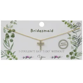 BRIDESMAID CZ Cross Pendant Gold Dipped Necklace