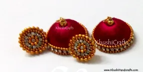 Magenta Designer Silk Jhumkas